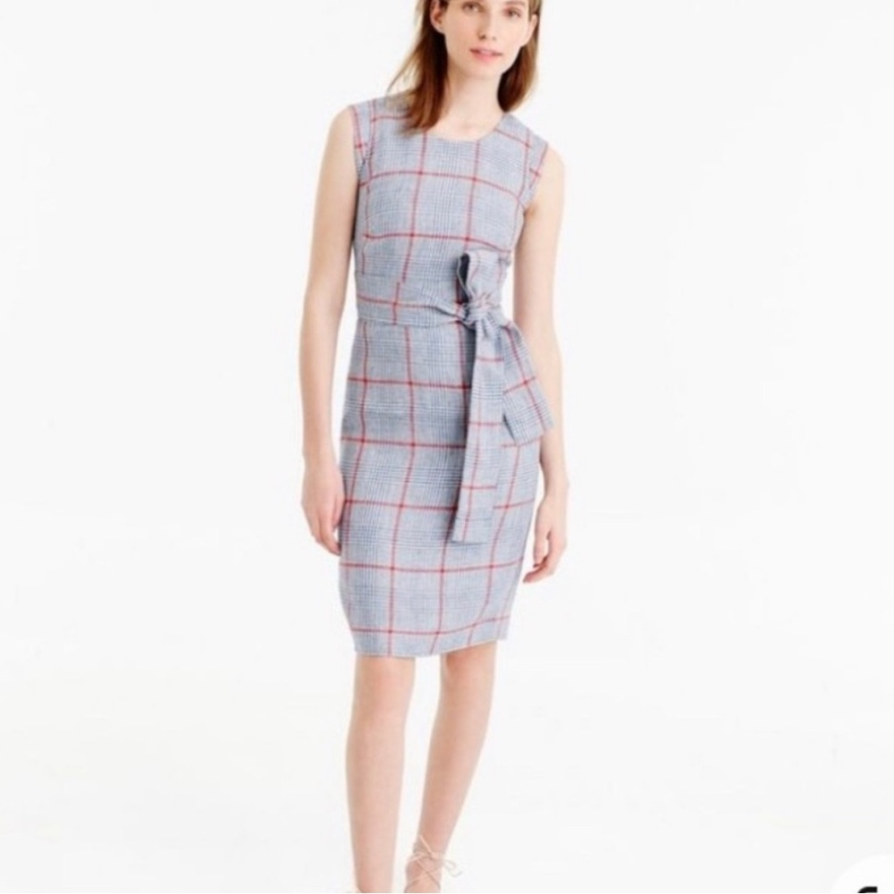 J. Crew Blue and Red Check Midi Dress 
SIZE 00